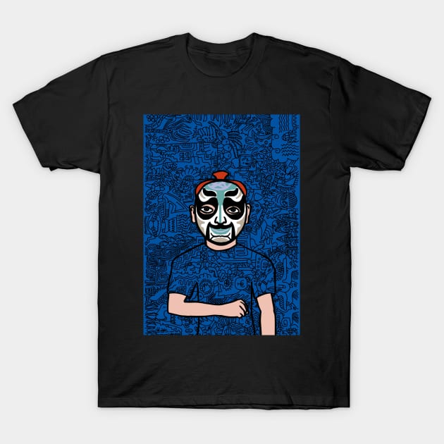 Explore NFT Character - MaleMask DoodleGlyph with Chinese Eyes on TeePublic T-Shirt by Hashed Art